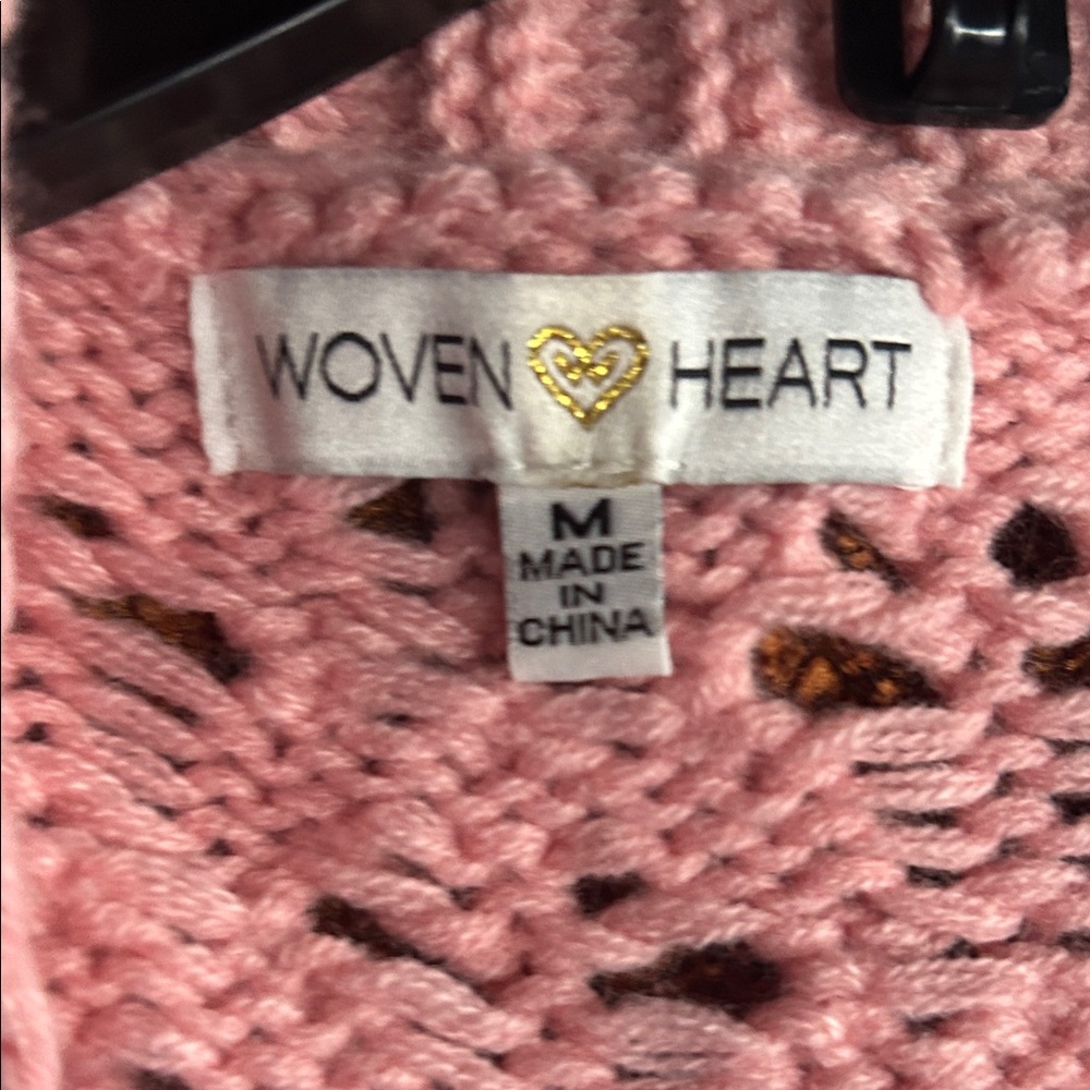 Woven Heart Blush Open-Knit Cardigan - Picture 2 of 7